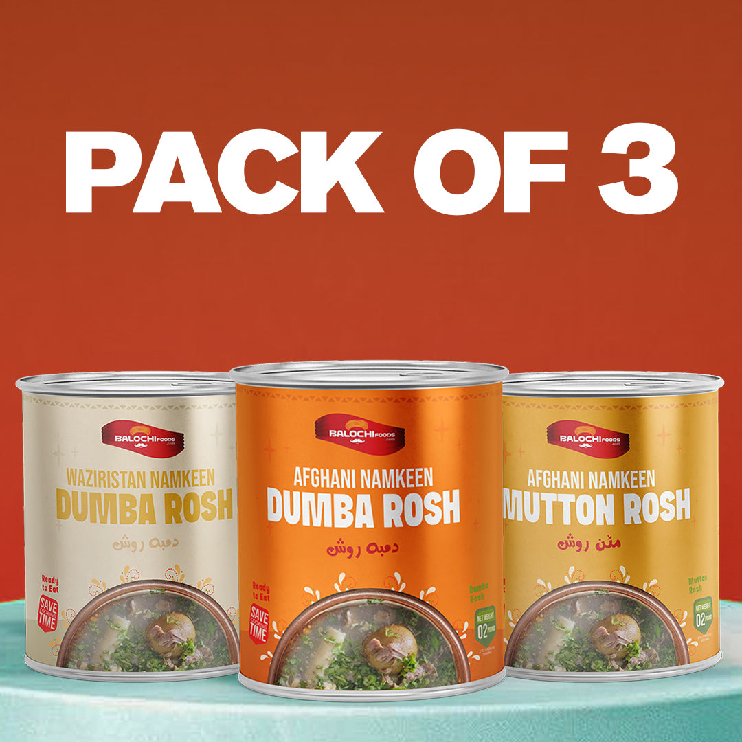 Pack of 3 → (1 Afghani Mutton + 1 Afghani Dumba + 1 Waziristani Dumba)